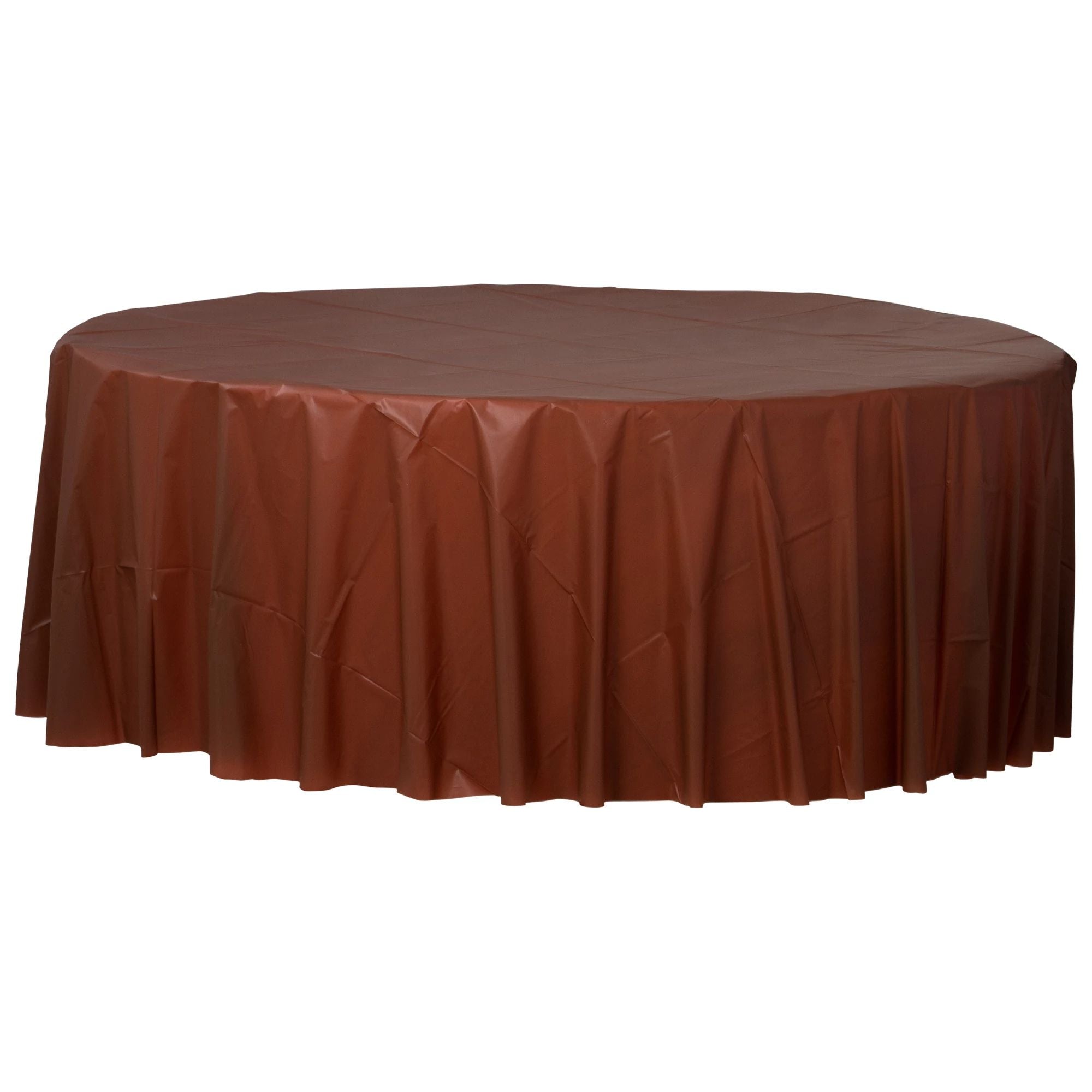 Round Plastic Table Cover - Chocolate Brown - 84"