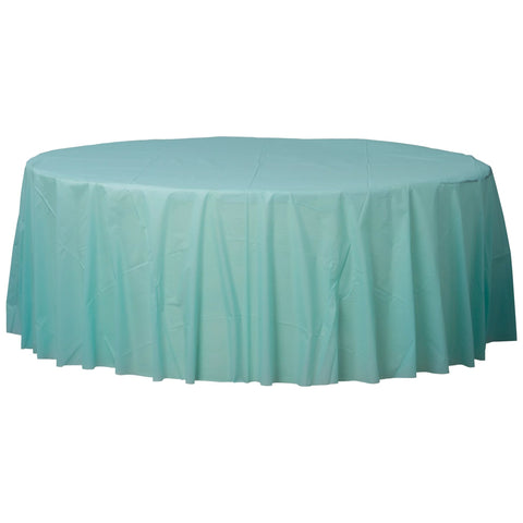 Round Plastic Table Cover - Robins Egg Blue - 84"
