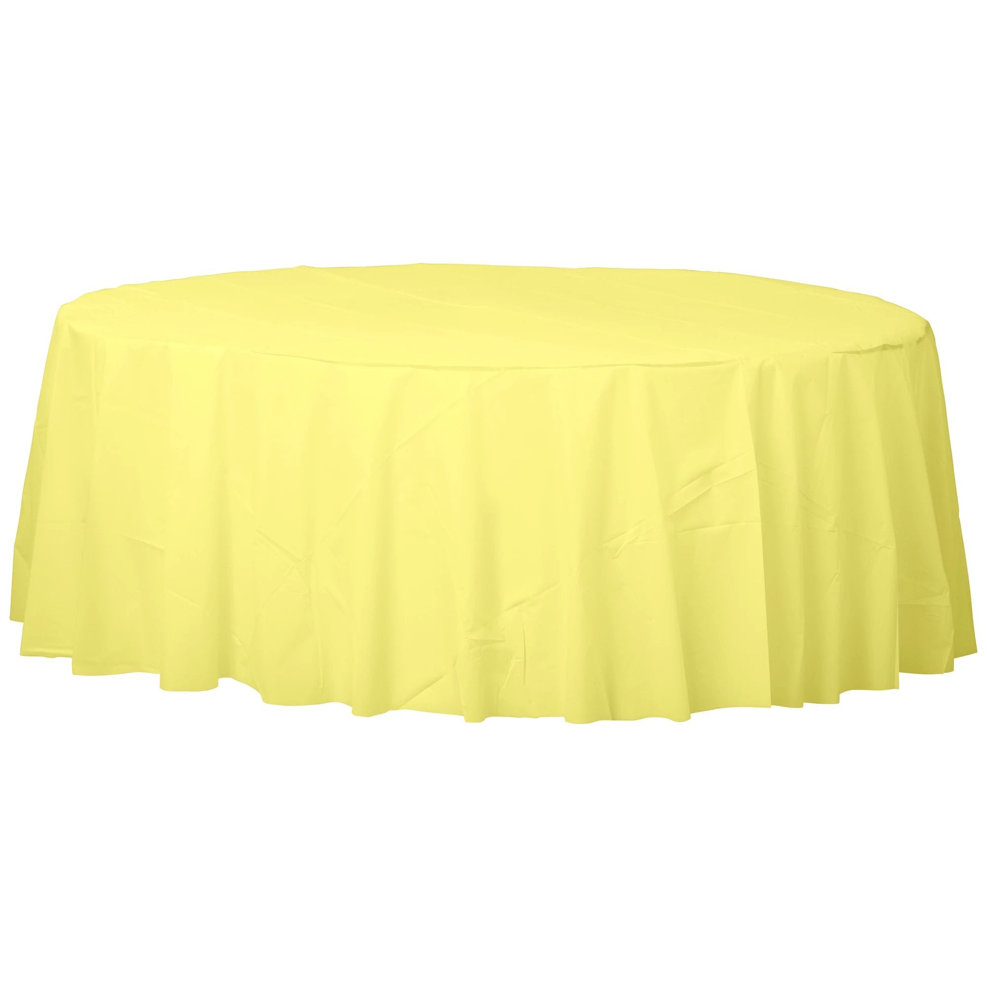 Round Plastic Table Cover - Light Yellow 
84" 