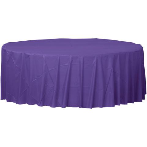 Round Plastic Table Cover - Purple 84"