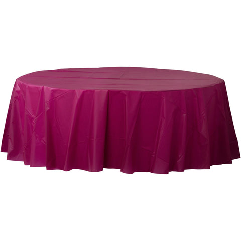 Round Plastic Table Cover - Berry - 84"
