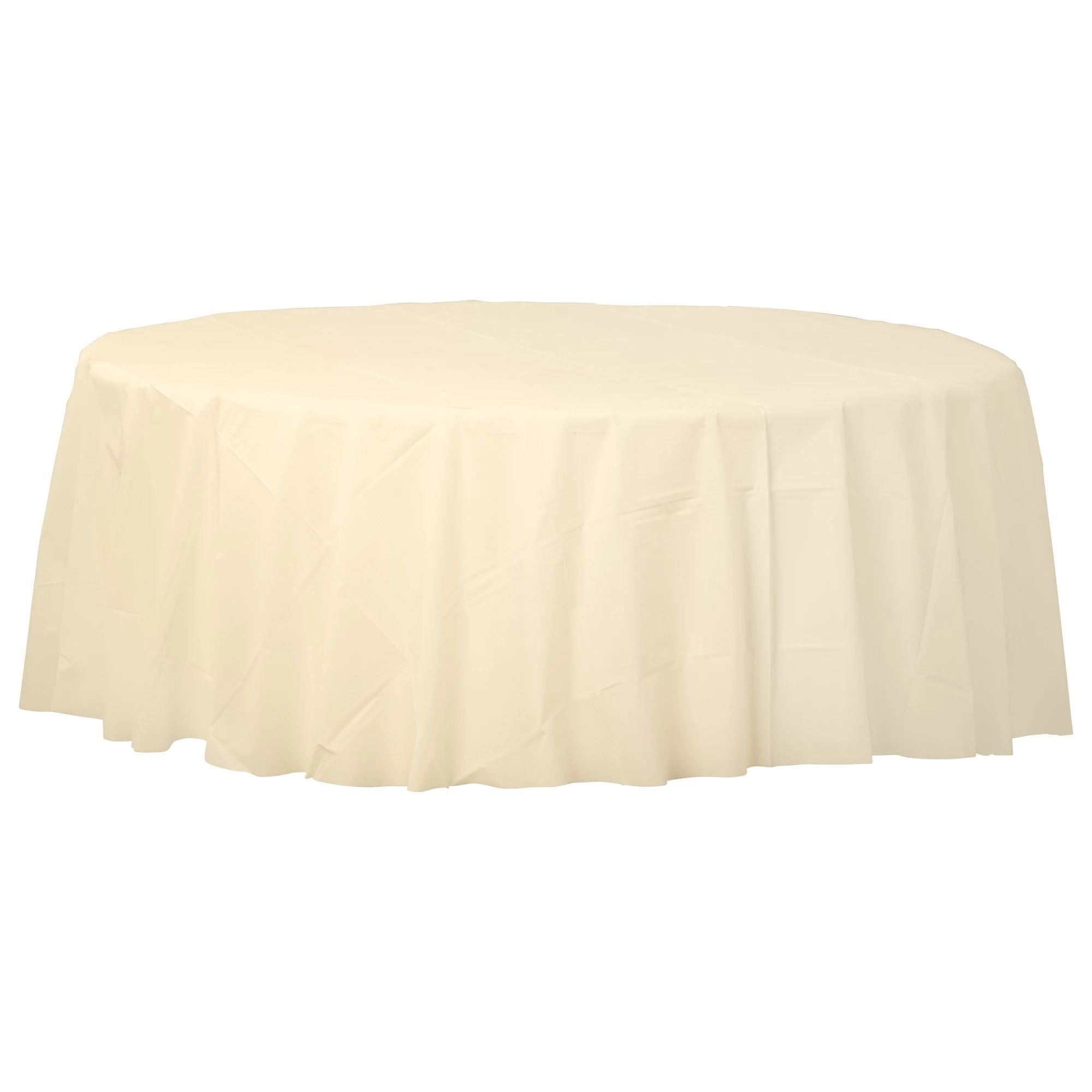 Round Plastic Table Cover - Vanilla Creme - 84"