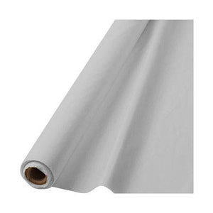 40" x 100' Plastic Table Roll - Silver