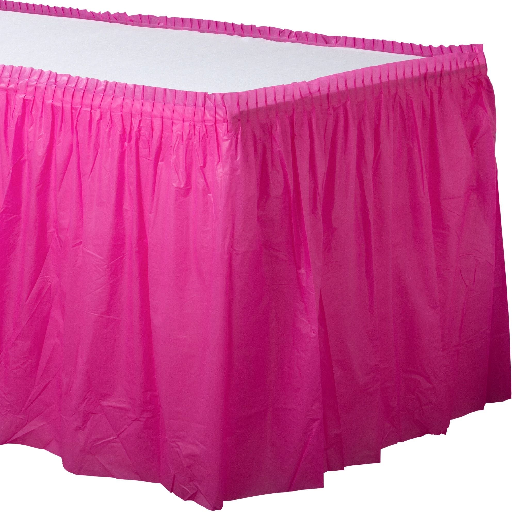 14' x 29" Plastic Table Skirt - Bright Pink