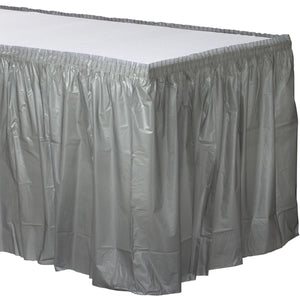 21' X 29" Plastic Table Skirt - Silver