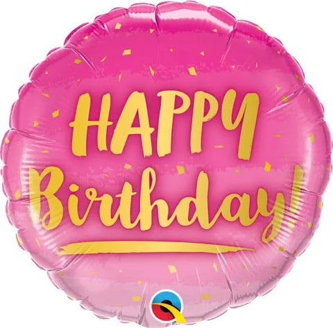 Pink/Gold Birthday Mylar Balloon 18"