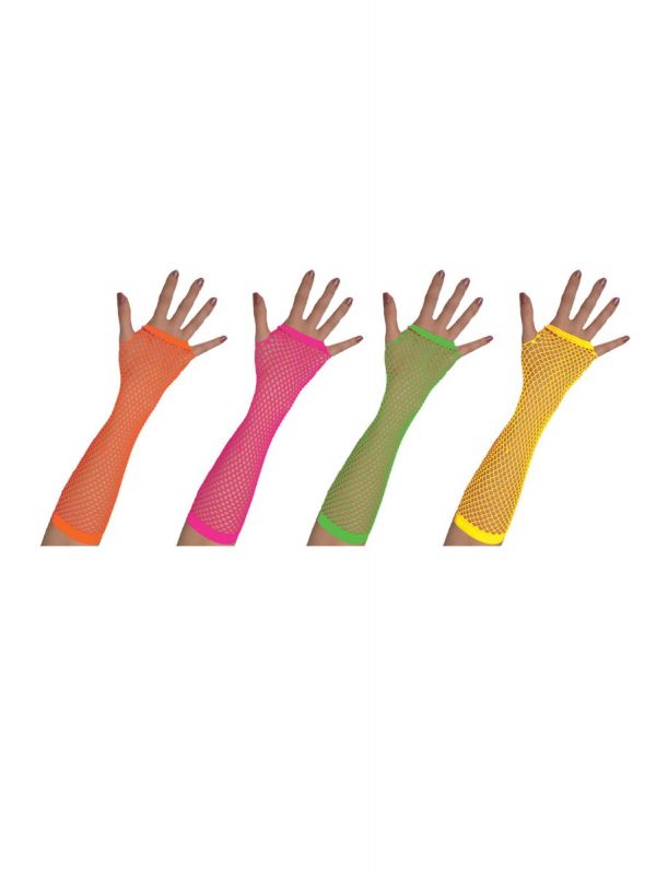 Neon Fishnet Gloves - Yellow