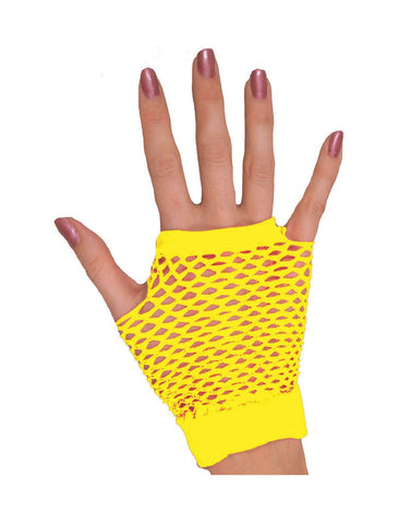 Gloves Fishnet Short Neon Yellow