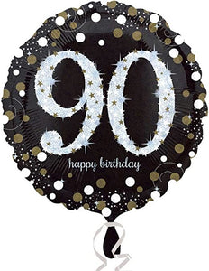 18" Sparkle Celebration 90th Mylar Balloon
