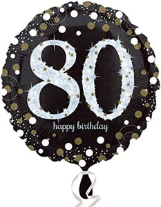 18" Sparkle Celebration 80th Mylar Balloon