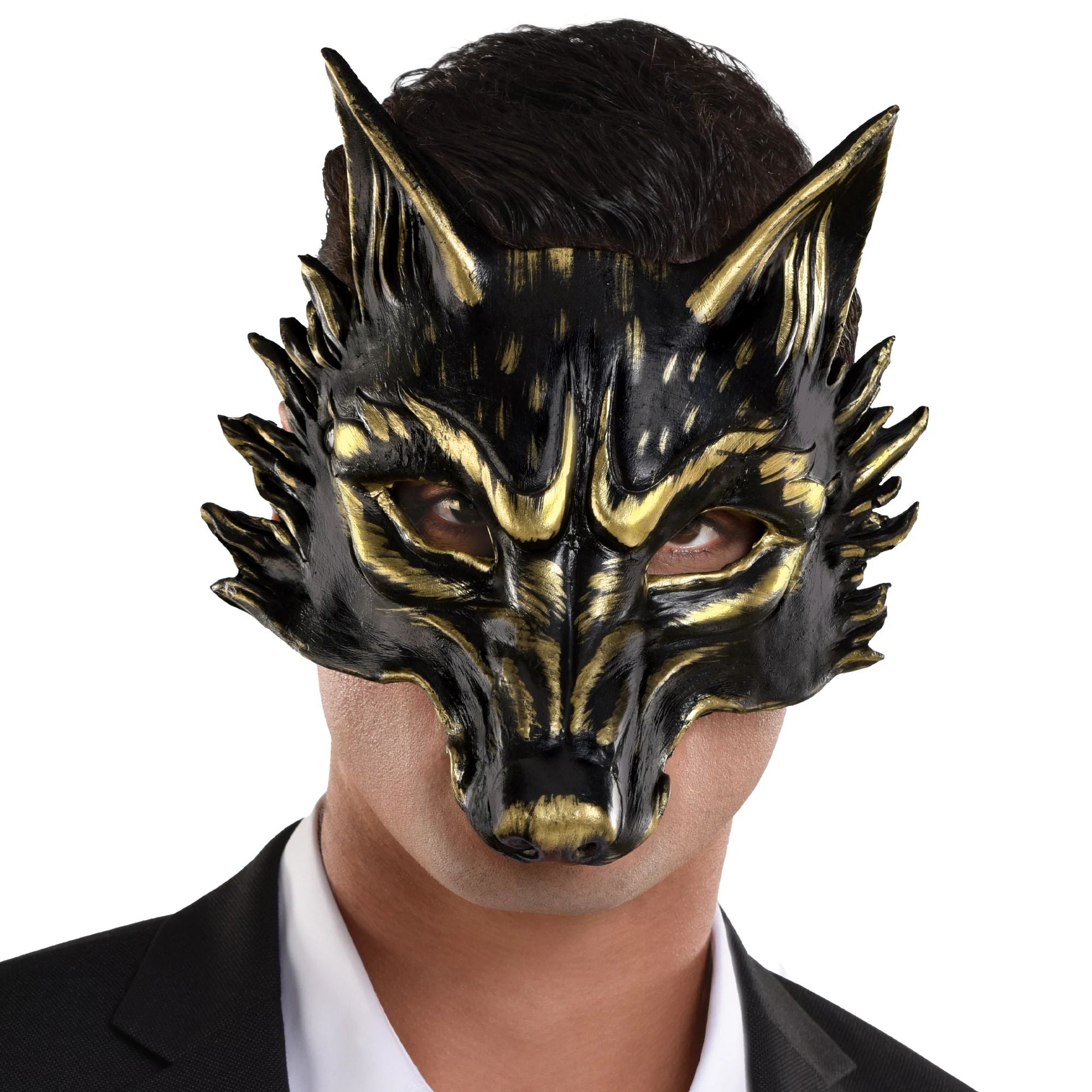 Black/Gold Wolf Mask