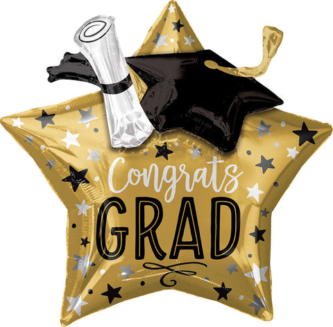 Balloon Mylar Grad Star/Star/Diploma