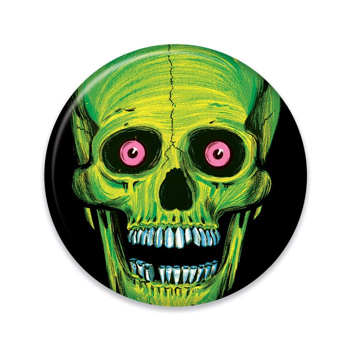 Vintage Button Skull Green
