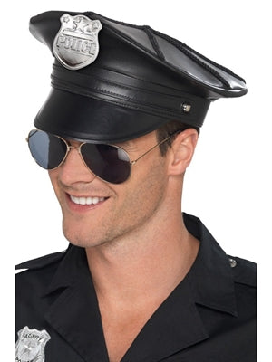 Hat Police Leather Black