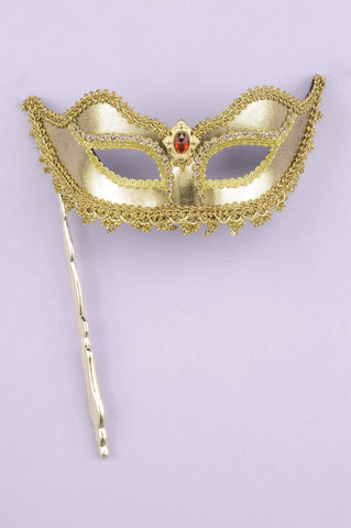 Venetian Mask - Gold w/Stick