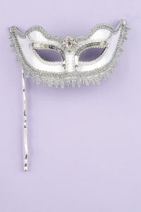 Venetian Mask - Silver w/Stick
