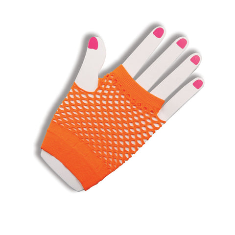 Fishnet Gloves - Neon Orange