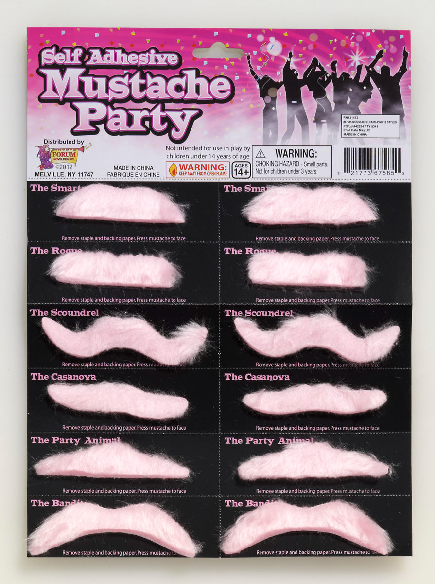 Mustache Party Pink 12CT