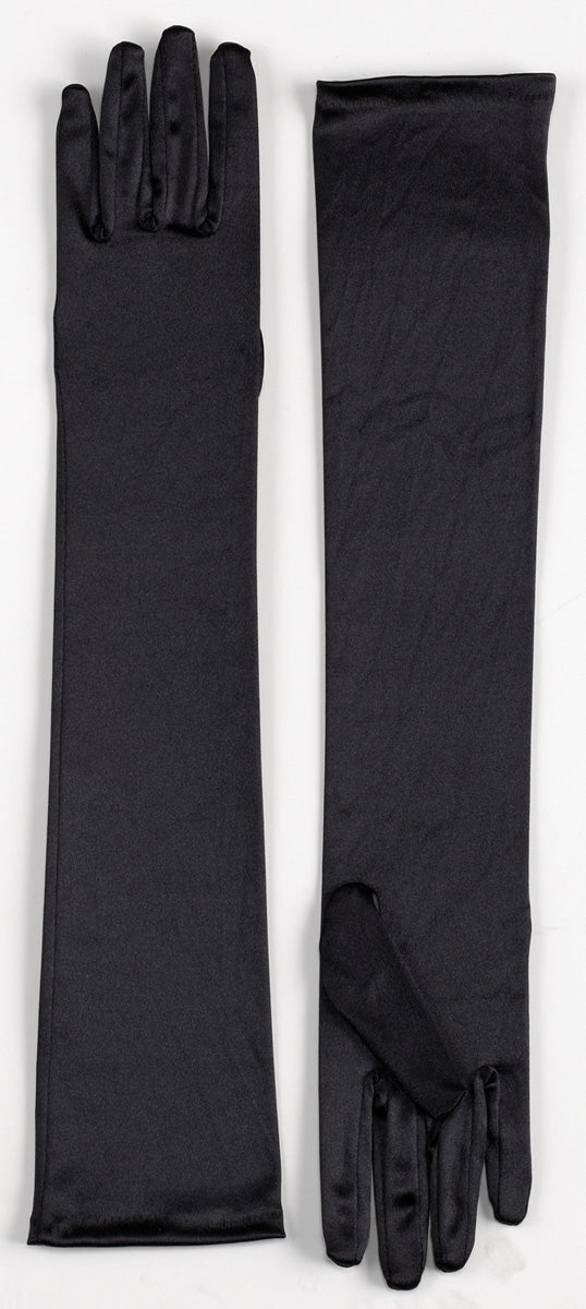 Long Satin Dress Gloves - Black