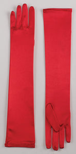 Long Satin Gloves - Red