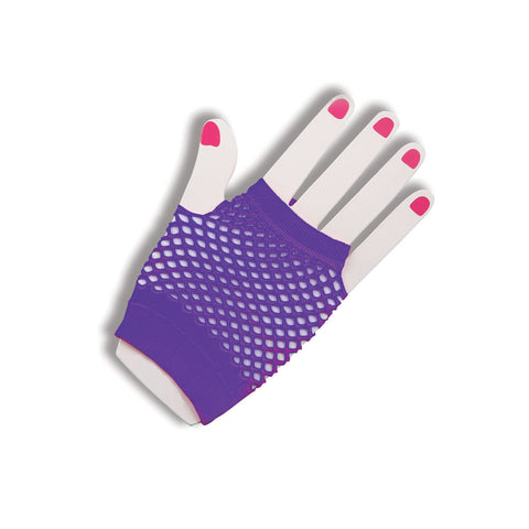Fishnet Gloves - Short Purple
