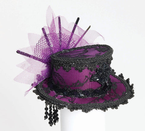 Purple Mini Lace Hat w/Hair Clip