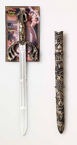 Medieval Sword w/Sheath - Ornate Gold