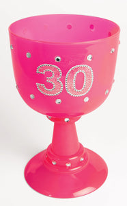 Goblet 30th Bday Pink Plastic