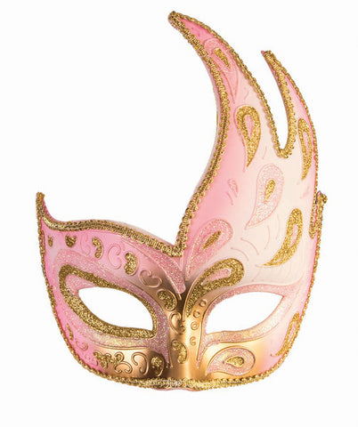 Eye Mask w/Ribbon - Gold/Pink