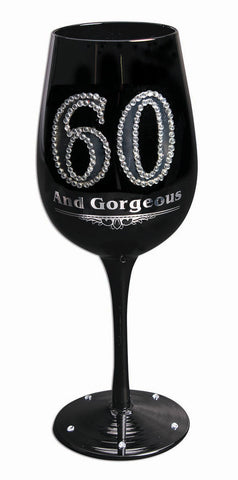 Glass Wine Goblet - 60 and Gorgeous