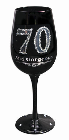Glass Wine Goblet - 70 and Gorgeous