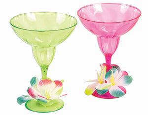 Margarita Glass w/Flowers - Pink
