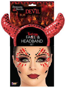 Devil Headband w/Face Jewels
