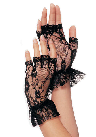 Gloves Lace Fingerless Black