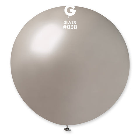 2 Count Metal Silver Latex Balloon 30"