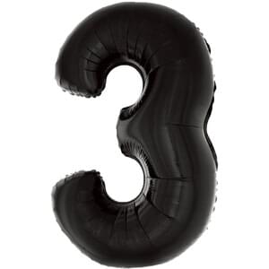34" Foil Black Number 3 Balloon