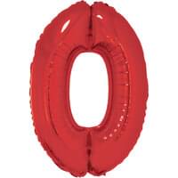 34" Foil Red Number 0 Balloon