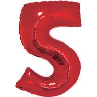 34" Foil Red Number 5 Balloon