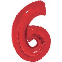 34" Foil Red Number 6 Balloon