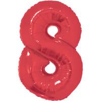 34" Foil Red Number 8 Balloon