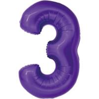 34" Foil Purple Number 3 Balloon