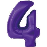 34" Foil Purple Number 4 Balloon