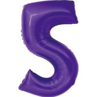 34" Foil Purple Number 5 Balloon