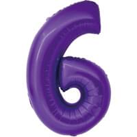 34" Foil Purple Number 6 Balloon
