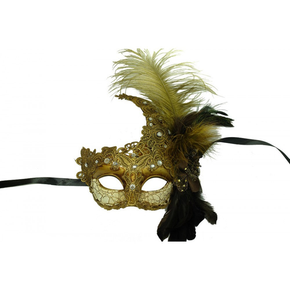 Mask Venetian Antique w/Feather