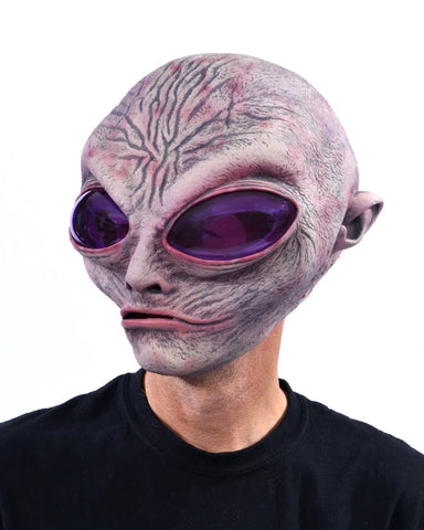 Grey Alien Latex Face Mask with Over-sized Head and Eyes