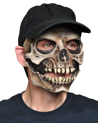 Skull Cap, Skeleton Head Latex Character Face Mask with Attached Adjustable Hat