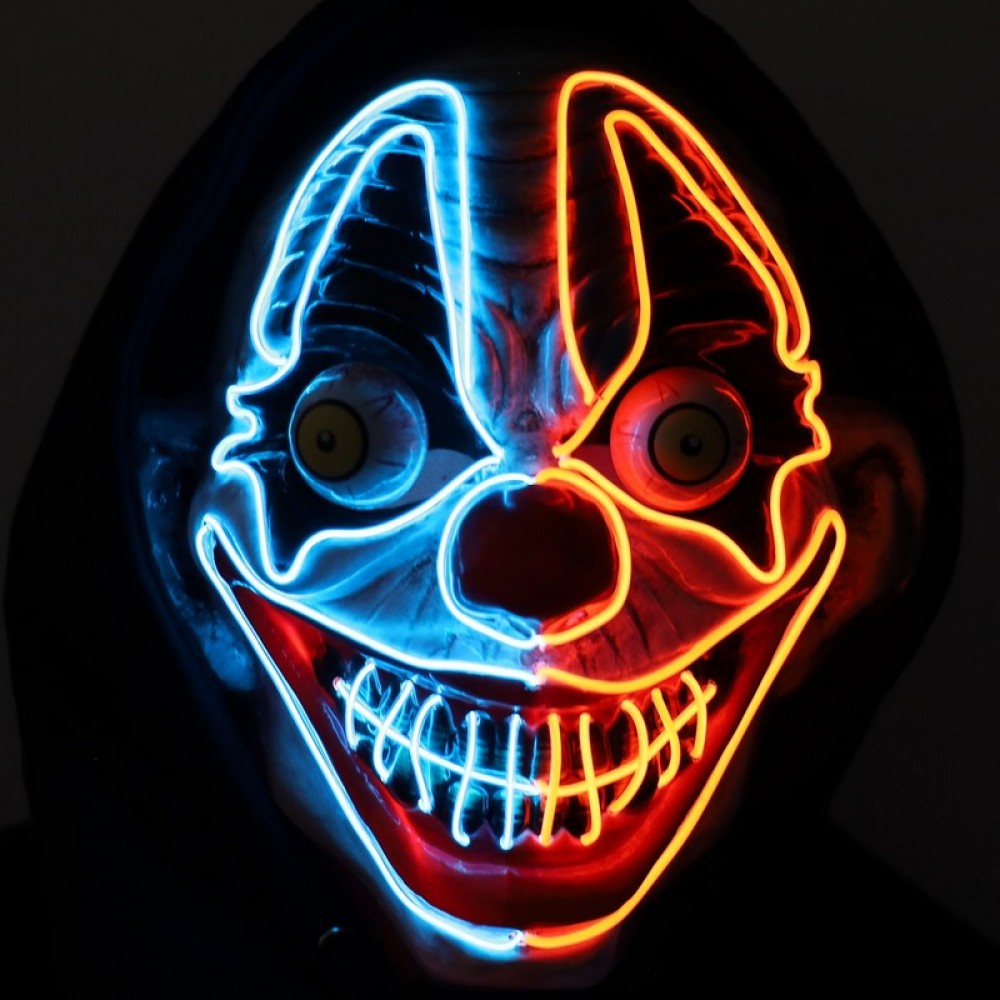 Mask Lightup Clown Blue/Red