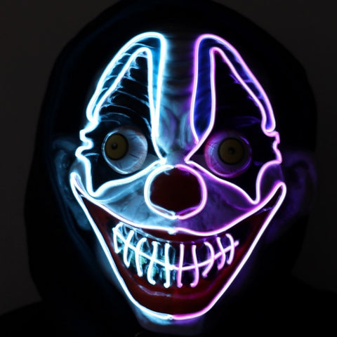 Mask Lightup Clown White/Purpl