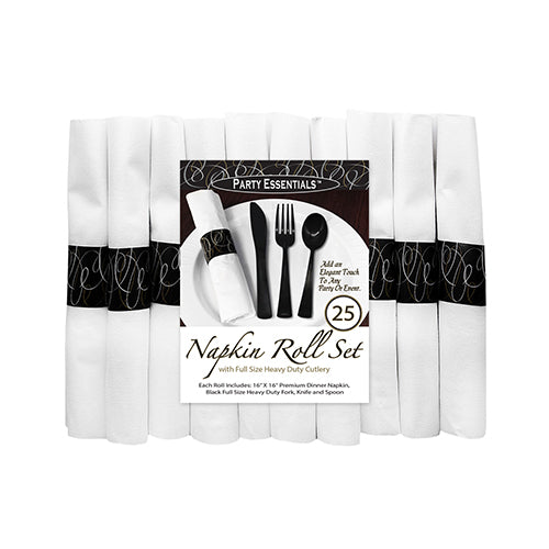 Cutlery Black w/Napkin 25CT